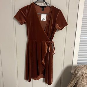 Forever 21 Rust Colored Velvet Mini Wrap Dress, Size S